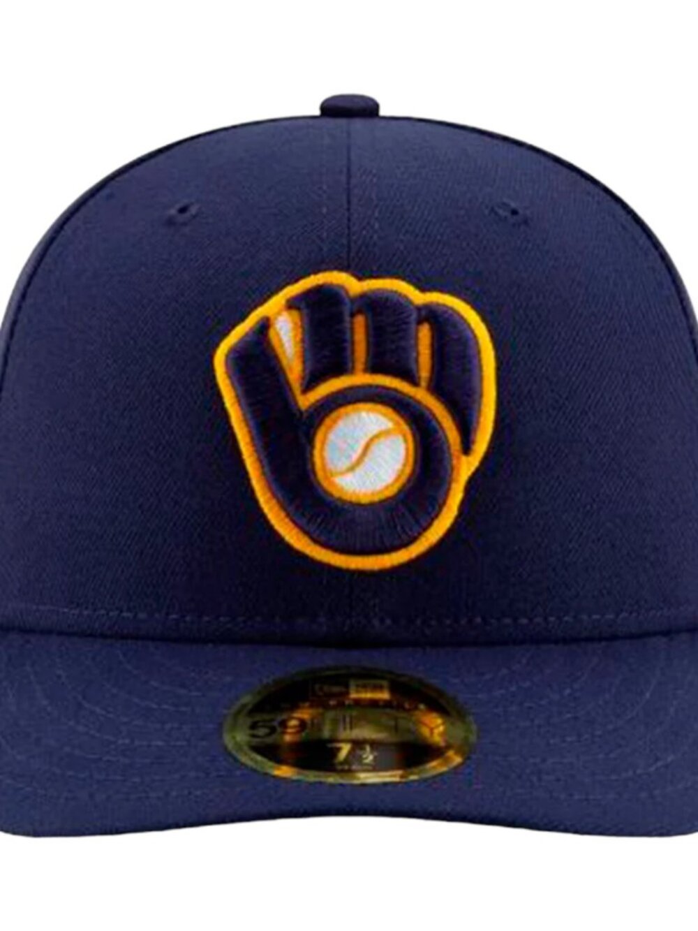 New Era Milwaukee Brewers 59FIFTY Low Profile Fitted Baseball Hat Navy 7 5/8